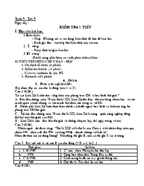 Bài giảng Tuần 9 - Tiết 9  Kiểm tra 1 tiết